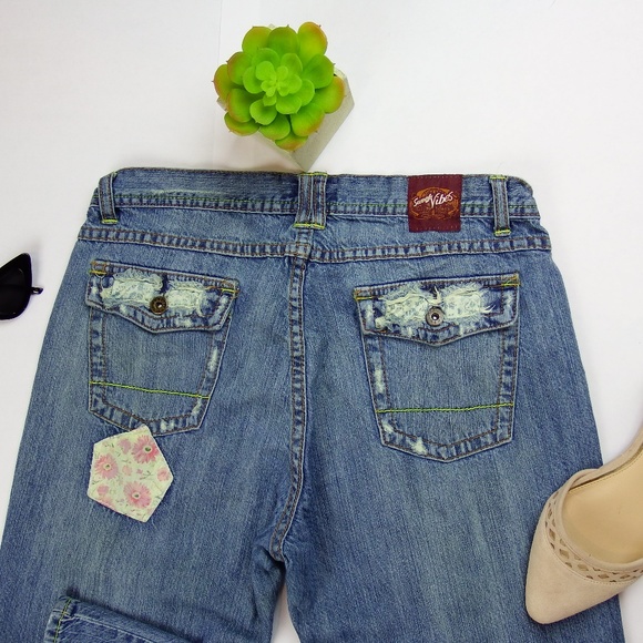 Vintage Denim - ❤5 for $25 Sweet Vibes Floral Patchwork Jeans
